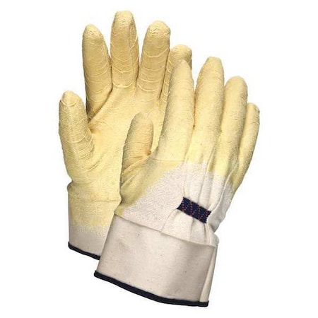 Coated Gloves, Latex, Crinkle, Palm, 0 Abrasion Level, Natural, L 12 PK MPN:6840