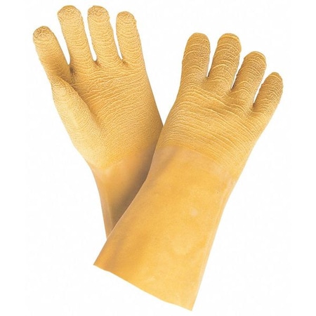 Chem-Tech Chemical Resistant Gloves, Natural Rubber Latex, 12 in L, 20 mil, Yellow, M, 12 PK MPN:6845M