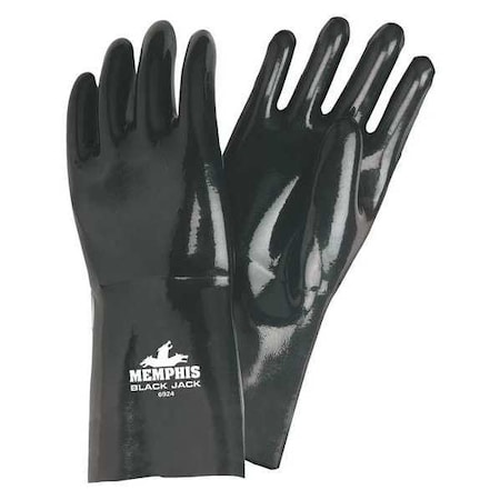 BlackJack Chemical Resistant Gloves, Neoprene, 14 in L, 53 mil, Black, L, 1 PR MPN:6924