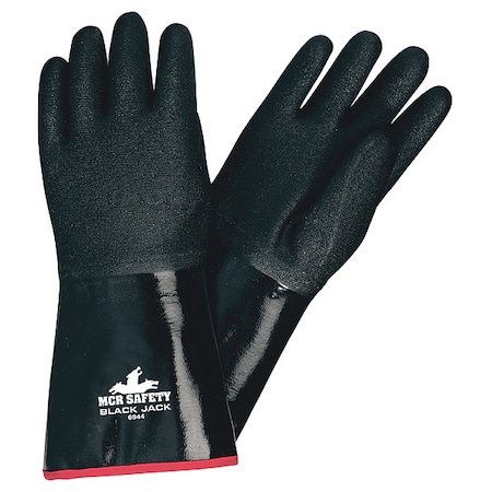 BlackJack Chemical Resistant Gloves, Neoprene, 14 in L, Not Rated, Black, L, 1 PR MPN:6944