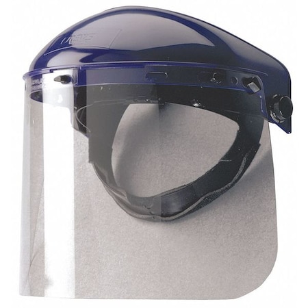 Ratchet Face Shield Assembly, Clear Visor, Polyethylene, Ratchet Suspension, Uncoated Lens, Blue MPN:8AA82