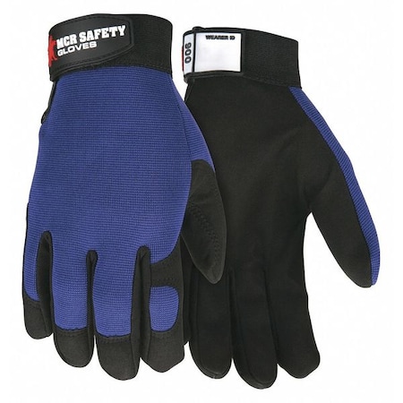 MCR Safety Multi-Task Mechanics Gloves, Synthetic Leather Palm, Spandex Back, 2XL, Black/Blue MPN:900XXL