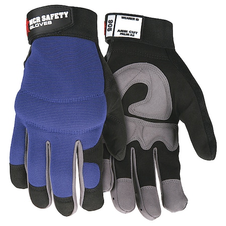 Leather Palm Gloves, Spandex®, Synthetic Leather, Hook-and-Loop Cuff, Wing Thumb, Full Finger, M MPN:905M