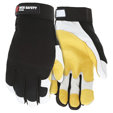 Mechanics Gloves, Foam, Goatskin, Spandex®, Hook-and-Loop Cuff, Wing Thumb, Full Finger, S MPN:906S