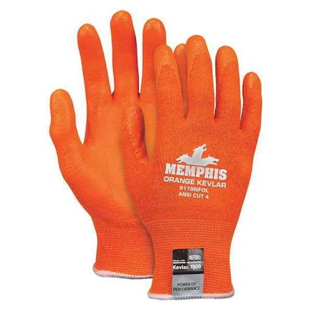 Hi-Vis Cut-Resistant Coated Gloves, Cut Level A4, Dipped, Foam Nitrile, Smooth, M 1 PR MPN:9178NFOM