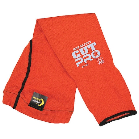 Cut-Resistant Sleeve: ANSI/ISEA Cut Level A5, Bicep Gusset, Orange, 18 in Length MPN:9178O