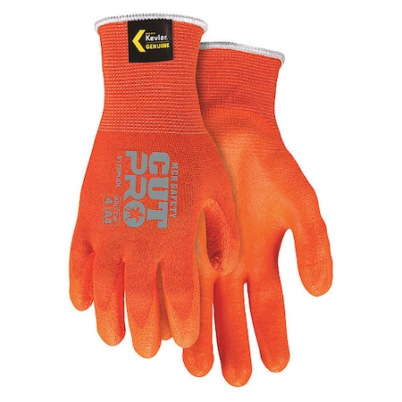 Hi-Vis Cut Resistant Coated Gloves, Cut Level A4, Dipped, Polyurethane, Smooth, XL 1 PR MPN:9178PUOXL