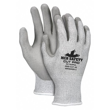 Cut-Resistant Coated Gloves, Cut Level A6, Polyurethane, Smooth, L 1 PR MPN:92743PUL