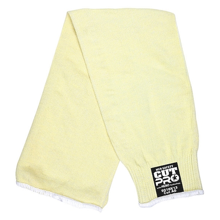 Cut-Resistant Sleeve: ANSI/ISEA Cut Level A6, 18 in Length, Yellow, Knit Cuff MPN:9318K13