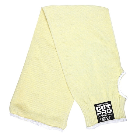 Cut-Resistant Sleeve: ANSI/ISEA Cut Level A6, Thumbhole, 18 in Length, Yellow, Knit Cuff MPN:9318K13T