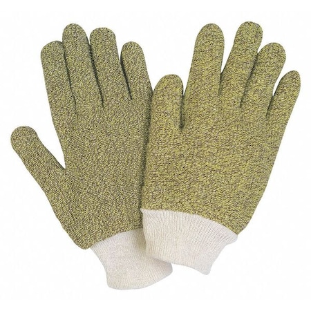 Weight Terry Kevlar Brown Cotto, PK12, Knit Wrist Cuff Back: Yellow, L, 12 PK MPN:9430KME