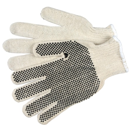 Knit Gloves, Cotton, Dotted Palm, White/Black, S, 12 PK MPN:9506SD1
