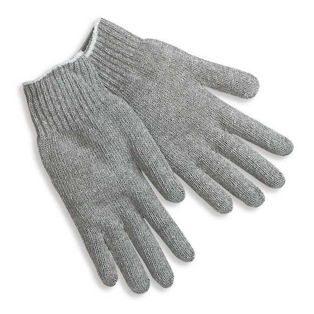 Knit Gloves, Cotton Polyester Blend, None Uncoated, Gray, L, 1 PR MPN:9507LM