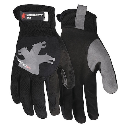 950 Mechanics Gloves, Synthetic Leather Palm, Spandex Back, M, Black/Gray MPN:950M
