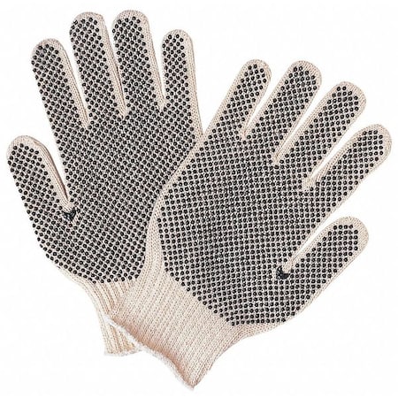 Knit Gloves, Cotton Polyester Blend, Dotted Full, White, XL, 12 PK MPN:9660XLM