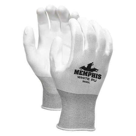 Coated Gloves, Polyurethane, Smooth, Palm, 2 Abrasion Level, White, S (7) 1 PR MPN:9665S