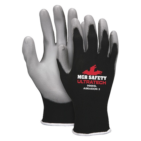 Knit Gloves, Nylon, Smooth Palm, Knit, Black/Gray, M, 12 PK MPN:96695M