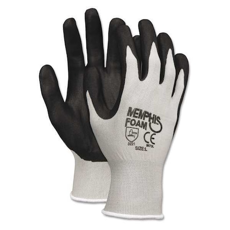 Coated Gloves, Foam Nitrile, Palm, Not Rated Abrasion Level, Black/Gray, XL 12 PK MPN:9673XL