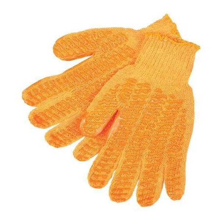 Knit Gloves, Acrylic, Fish Net Palm, Orange, L, 12 PK MPN:9675LM