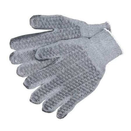Knit Gloves, Cotton Polyester Blend, Fish Net Palm, Gray, L, 12 PK MPN:9676LM