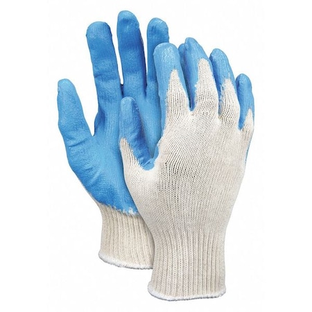 Coated Gloves, Latex, Textured, Palm, Not Rated Abrasion Level, Blue/White, L 12 PK MPN:9682L