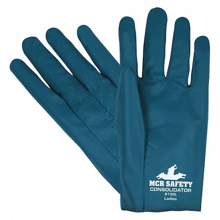 Coated Gloves, Nitrile, Smooth Finish, Full, Not Rated Abrasion Level, Blue, S 12 PK MPN:9730S
