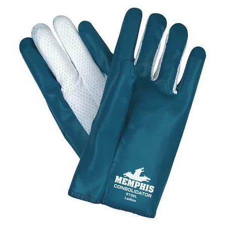 Chemical Resistant Gloves, Nitrile, 8.5 in L, 7.0 mil, Blue/White, L, 12 PK MPN:9735L