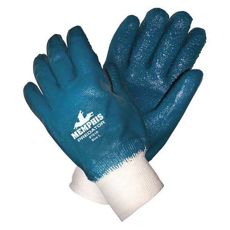 Chemical Resistant Gloves, Nitrile, 11 in L, 18.0 mil, Blue/White, L, 12 PK MPN:9751R