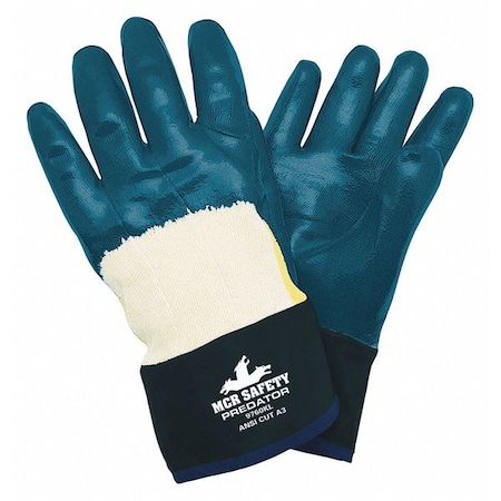 Chemical Resistant Gloves, Nitrile, 11 in L, Back: Natural; Hem: Blue, L, 12 PK MPN:9760K
