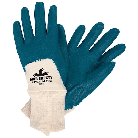Coated Gloves, Nitrile, Textured, Palm, Not Rated Abrasion Level, Blue, Small 12 PK MPN:9780S