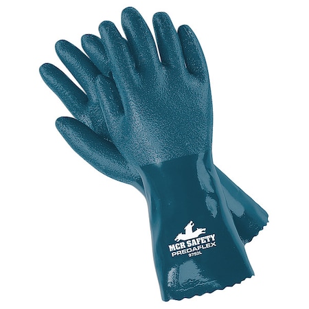 Predaflex Chemical Resistant Gloves, Nitrile, 11 3/4 in L, 11.00 mil, Blue, L, 1 PR MPN:9792L
