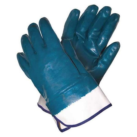 Coated Gloves, Nitrile, Smooth, Full, 0 Abrasion Level, Blue/White, L 1 PR MPN:97961L