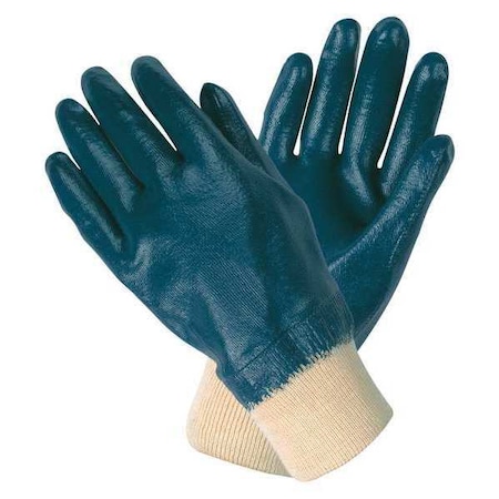 Coated Gloves, Nitrile, Smooth, Full, 0 Abrasion Level, Blue/White, L 12 PK MPN:97981L