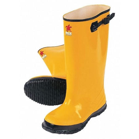 Slush Boots, Plain Toe, Rubber, 17 in Height, Pull On Closure, Cleated Sole, Yellow, 8 MPN:BYR1008