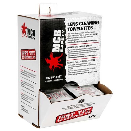 Lens Cleaning Wipes, Safe & effective for all lens coatings, Silcone Free, Indiv Wrapped, (100 wipes/box, 25 boxes/case), 2500PK MPN:LCT