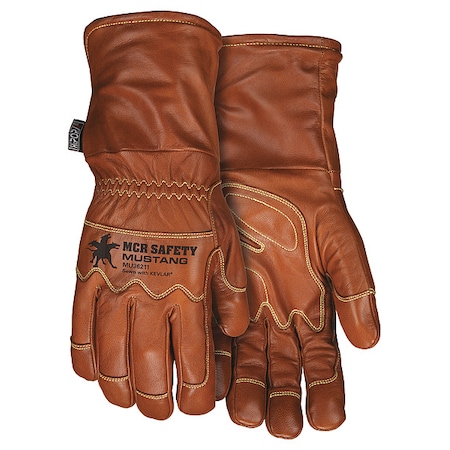 Leather Drivers Gloves, Gauntlet, Brown / Brown, M, 1 PR MPN:MU36211M