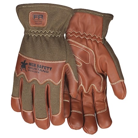 Leather Drivers Gloves, Goatskin with Nomex® Back ( Double Palm ), Shirred Slip-On, Wing Thumb, M MPN:MU3624FRM