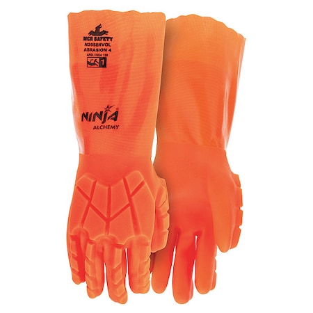 N2658HVO Chemical Resistant Gloves, PVC, 14 in L, 15 ga, Orange, M, 1 PR MPN:N2658HVOM
