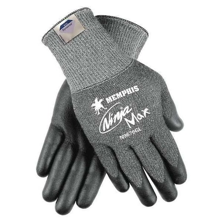 Cut-Resistant Coated Gloves, Cut Level A3, Dipped, Water-Based Polyurethane, Nitrile, Smooth, M 1 PR MPN:N9676GM