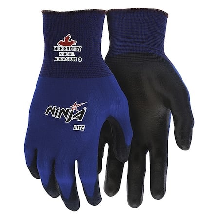 Coated Gloves, Polyurethane, Smooth, Palm, 3 Abrasion Level, Blue, L (9) 1 PR MPN:N9696L