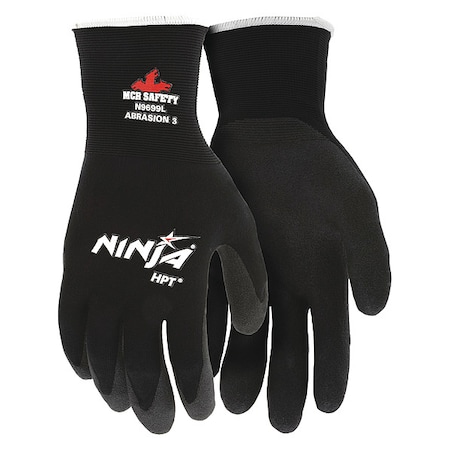 Coated Gloves, HPT, Flat, Palm, 3 Abrasion Level, Black, L (9) 12 PK MPN:N9699L