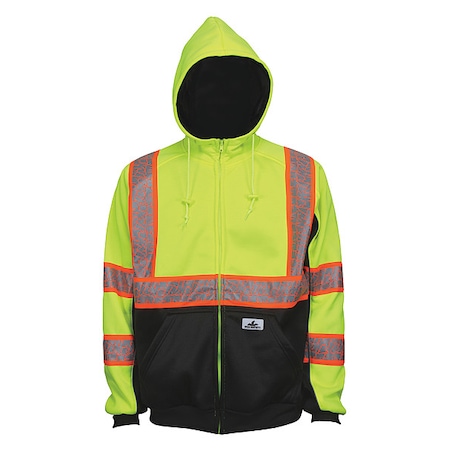 Hooded Sweatshirt, 3, R, Polyester, Black/Green, 4XL MPN:S2CL3LZX4