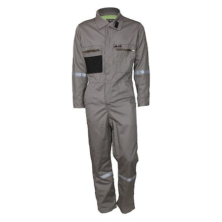 Coverall, 8.7 cal/sq cm ATPV, M, 30 in Inseam, Flame-Retardant 100% Treated Cotton, Zipper MPN:SBC201140