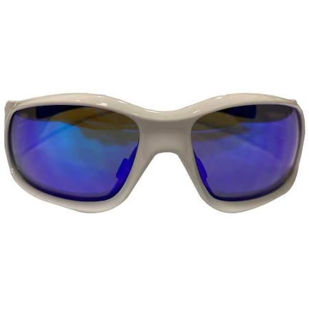 Swagger (SR1), Safety Glasses, Anti-Scratch, Blue Mirror Lens, White/Black Frame, Full-Frame MPN:SR128B