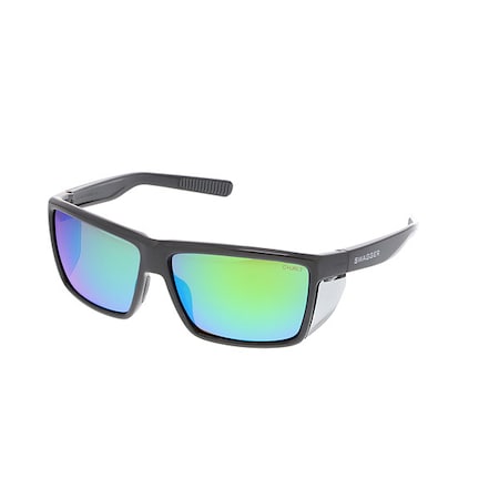 Swagger (SR2), Safety Glasses, Anti-Fog & Anti-Scratch, Green Mirror Lens, Charcoal Frame, 1 PR MPN:SR22BGZDC