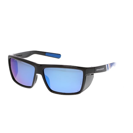 Swagger (SR2), Safety Glasses, Anti-Fog & Anti-Scratch, Blue Mirror Lens, Black Frame, Full-Frame MPN:SR238BZDC