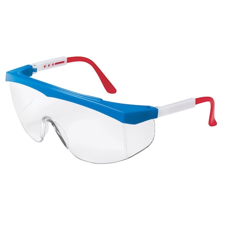 SS1, Safety Glasses, Anti-Scratch, Clear Lens, Red/White Frame, Half Frame MPN:SS130