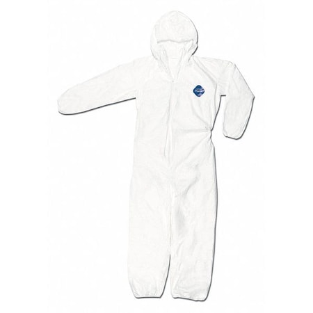 Disposable Coverallss, Hooded, 2XL, Tyvek®, Elastic Wrist, Elastic Ankle, White, 25 PK MPN:TY127SX2