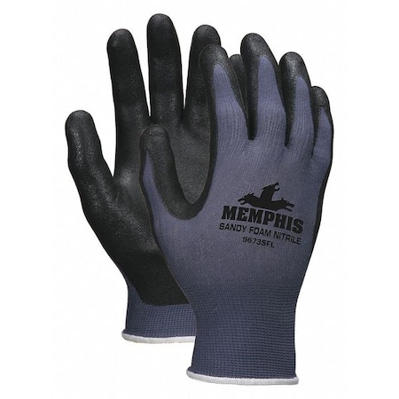 Coated Gloves, Nitrile, Sandy, 3/4 Dip, Not Rated Abrasion Level, Black/Blue, M 1 PR MPN:VP9673SFM