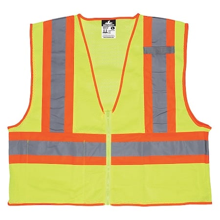 Fluorescent Lime Safetyvest w/ Orng/Sil Stripes MPN:WCCL2LX2